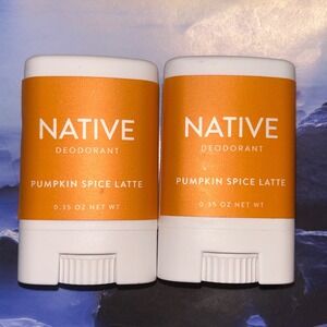 Native Deodorant Pumpkin Spice Latte Travel Size 0.35oz Mini Stick Set of 2 NEW